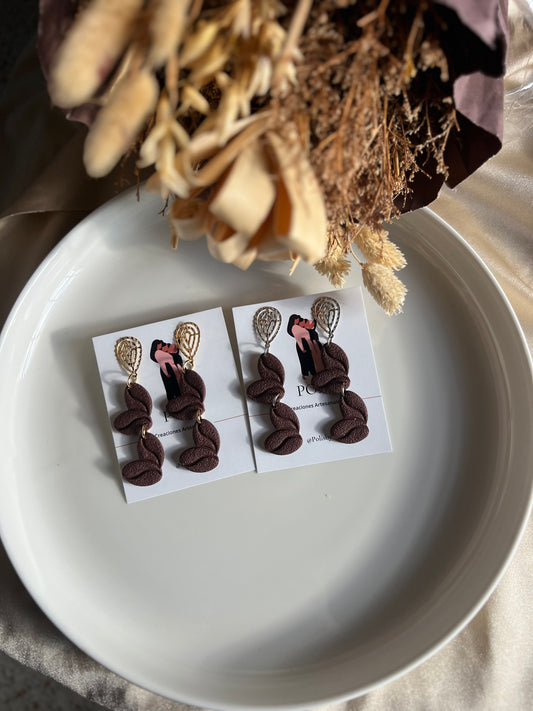 Aretes de café colgantes