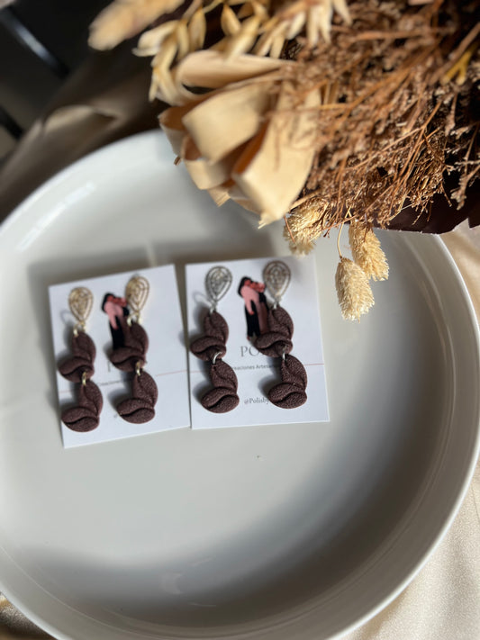 Aretes de café colgantes