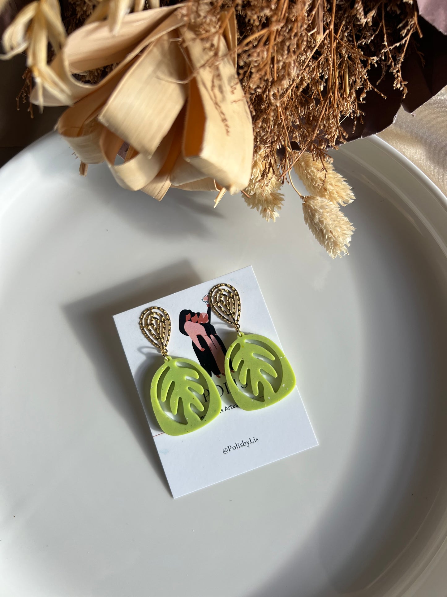 Hoja verde earrings